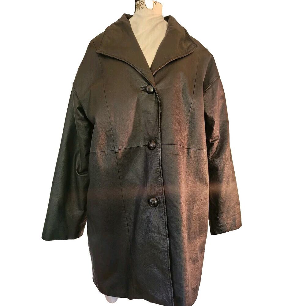 Vintage Women's Midi Leather Jacket City Skins Size M Mobcore Classic Gothic